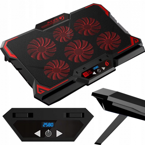Cooler laptop DexXer, Dual USB, 6 Ventilatoare, Inaltime reglabila, 13-17 inchi, 417 x 300 x 30 mm, Negru [7]