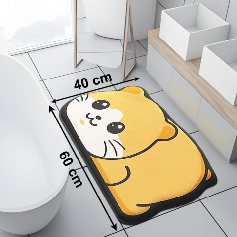 Covor baie universal NewEvo, Antiderapant, Material Absorbant , Uscare Rapida, 60 x 40 cm, Model Pisica [1]