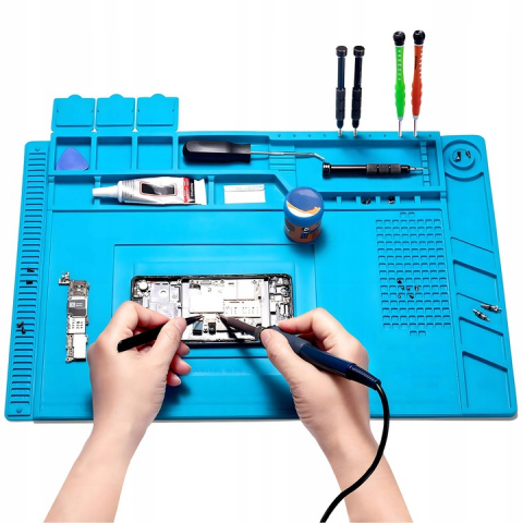 Covoras Anti-Static Multifunctional din Silicon, NewEvo, pentru reparatii electronice diverse, service GSM, cu organizatoare etanse, marcaje si linii de masurare, zona magnetica, silicon, 45 x 30 cm, [1]