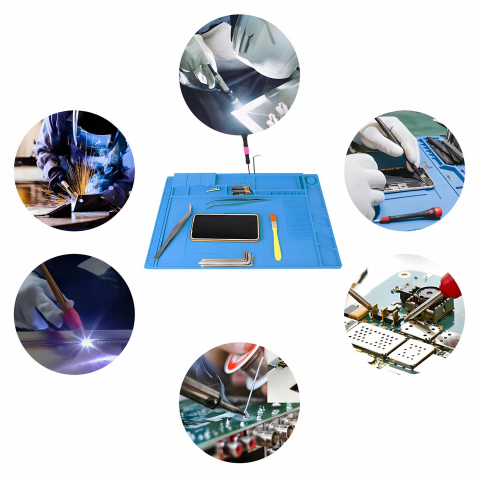 Covoras Anti-Static Multifunctional din Silicon, NewEvo, pentru reparatii electronice diverse, service GSM, cu organizatoare etanse, marcaje si linii de masurare, zona magnetica, silicon, 45 x 30 cm, [3]