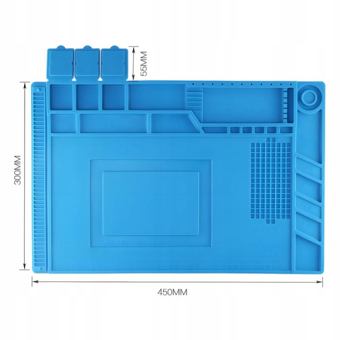 Covoras Anti-Static Multifunctional din Silicon, NewEvo, pentru reparatii electronice diverse, service GSM, cu organizatoare etanse, marcaje si linii de masurare, zona magnetica, silicon, 45 x 30 cm, [2]
