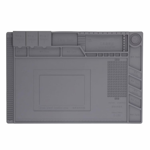 Laptop, Tablete & Telefoane - Covoras Anti-Static Multifunctional din Silicon, NewEvo, pentru reparatii electronice diverse, service GSM, cu organizatoare etanse, marcaje si linii de masurare, zona magnetica, silicon, 45 x 30 cm,G