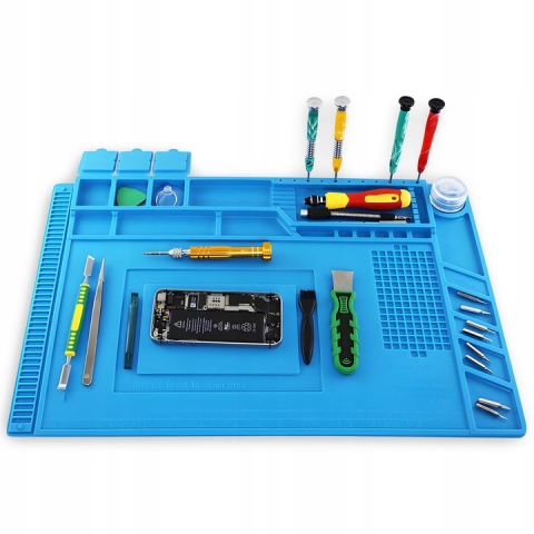 Covoras Anti-Static Multifunctional din Silicon, NewEvo, pentru reparatii electronice diverse, service GSM, cu organizatoare etanse, marcaje si linii de masurare, zona magnetica, silicon, 45 x 30 cm, [7]
