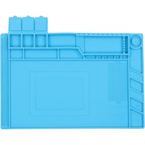 Covoras Anti-Static Multifunctional din Silicon, NewEvo, pentru reparatii electronice diverse, service GSM, cu organizatoare etanse, marcaje si linii de masurare, zona magnetica, silicon, 45 x 30 cm, [0]