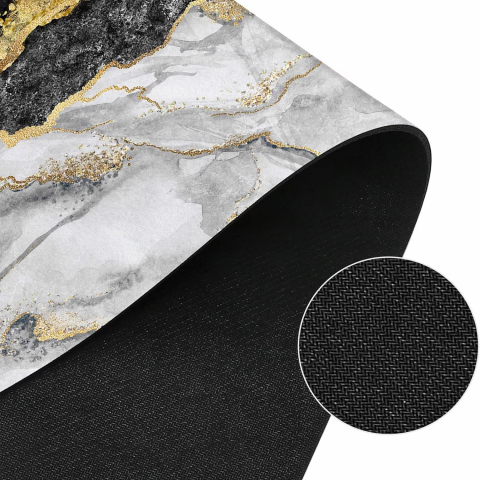 Covoras de baie modern, DexXer, Ultra absorbant, Antiderapant si uscare rapida, Model marmura, Ecologic usor de curatat, 50x80 cm, Poliester/Rubber, Negru [1]