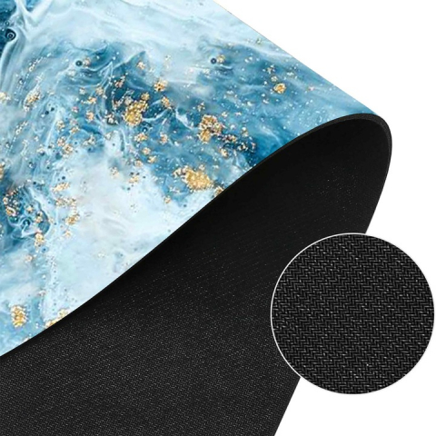 Covoras de baie modern, Ultra absorbant, Antiderapant si uscare rapida, Model marmura, Ecologic usor de curatat, 50x80 cm, Poliester/Rubber, Model Ocean [3]