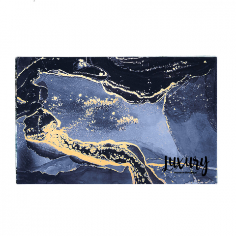Covorase Baie - Covoras de baie modern, Ultra absorbant, Antiderapant si uscare rapida, Model marmura, Ecologic usor de curatat, 50x80 cm, Poliester/Rubber, Navy