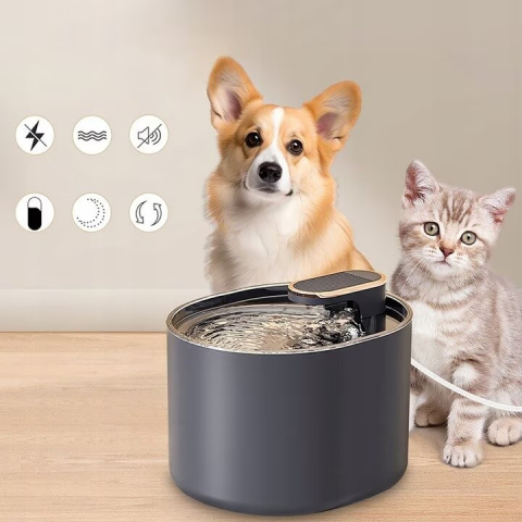 Dispenser apa NewEvo pentru caini si pisici de tip fantana, silentioasa, cu sistem de filtrare cu carbune activ si recirculare, hidratare neintrerupta a animalelor de companie, USB, 3L, Albastru [4]