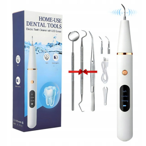 Irigatoare Bucale - Dispozitiv pentru Curatarea Dintilor, Aparat Eliminare Tartru, NewEvo, 3 Programe, Iluminare LED automata, Otel inoxidabil, Reincarcabil prin USB, 2 Duze incluse, Rezistent la apa,  Alb