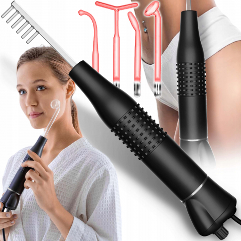 Aparate cosmetice - Electroderm, NewEvo®, Darsonval, Tratament cu Frecventa Inalta pentru Acnee, Riduri, Controlul Petelor, Cearcane, Ten, Par Seboreic, Stimulator Scalp, Infrumusetare, Biostimulare Faciala, Lifting, Gri