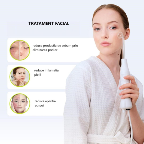 Electroderm, NewEvo®, Darsonval, Tratament cu Frecventa Inalta pentru Acnee, Riduri, Controlul Petelor, Cearcane, Ten, Par Seboreic, Stimulator Scalp, Infrumusetare, Biostimulare Faciala, Lifting, Alb [3]
