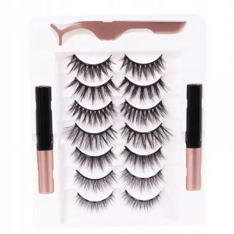 Gene Magnetice - Gene Magnetice, Set 7 Perechi Gene False PROtone, 1 Aplicator, 2 Eyeliner Magnetic Negru, Aspect Natural, Reutilizabile, Negru
