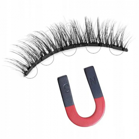 Gene Magnetice, Set 7 Perechi Gene False PROtone, 1 Aplicator, 2 Eyeliner Magnetic Negru, Aspect Natural, Reutilizabile, Negru [3]