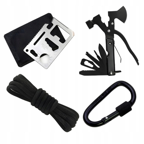 Kit complet de supravietuire multifunctional 92 in 1,Instrumente profesionale multifunctionale, vanatoare, drumetii, alpinism si aventuri in aer liber, Negru [2]