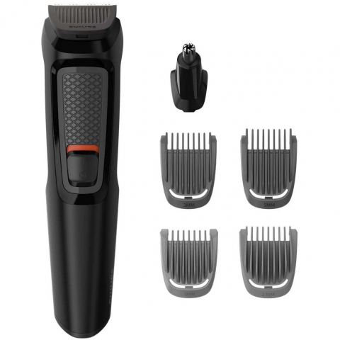 Kit de ingrijire 6 in 1 Philips Multigroom MG3710/15, fara fir, Lame cu ascutire automata, 4 piepteni, Negru [0]