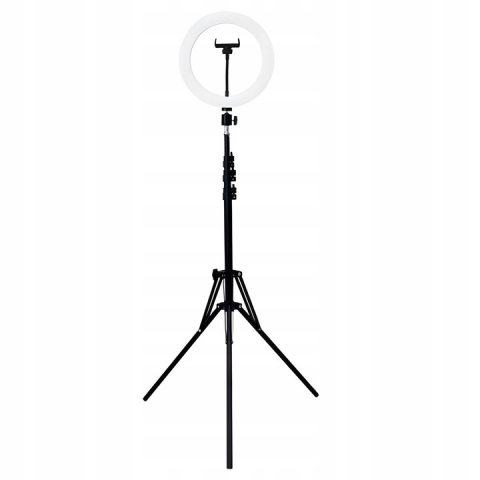 Lampa circulara Ring Light NewEvo, Foto, MakeUp, YouTube, 24W, diametru 25 cm lumina rece, calda si neutra, 10 niveluri de ajustare, cu trepied 210cm inclus, Suport telefon gratuit [2]