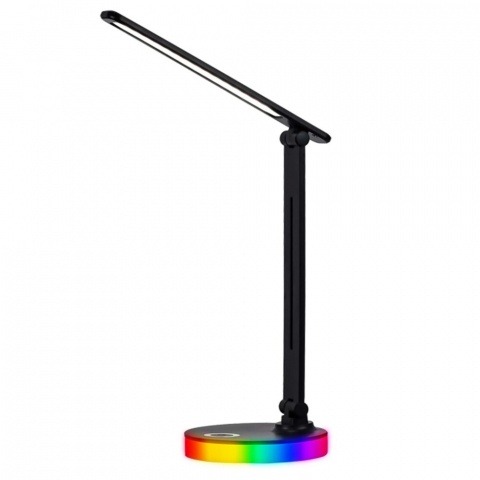 Veioze si Lampi - Lampa de Birou Led PROtone, Baza Led Rgb, Protectie Ochi, Lumina calda, neutra si rece, Reglare nivel luminozitate, Pliabila, Negru