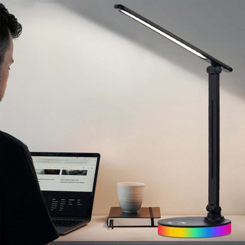 Lampa de Birou Led PROtone, Baza Led Rgb, Protectie Ochi, Lumina calda, neutra si rece, Reglare nivel luminozitate, Pliabila, Negru [1]