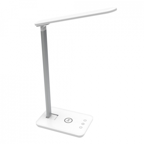 Veioze si Lampi - Lampa de birou LED Renew Force , incarcare wireless pentru IOS Android, 3 Moduri de iluminare, Control Tactil, Protectie Ochi, Pliabila, Alb