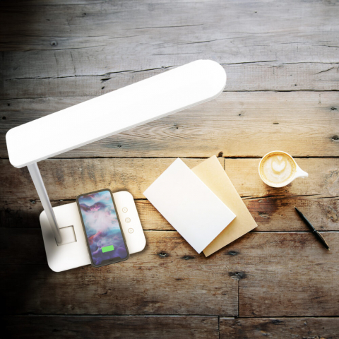 Lampa de birou LED Renew Force , incarcare wireless pentru IOS Android, 3 Moduri de iluminare, Control Tactil, Protectie Ochi, Pliabila, Alb [2]