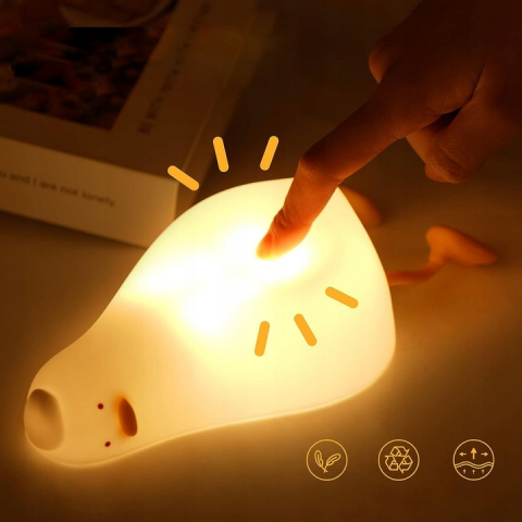 Lampa de Veghe Amuzanta NewEvo, Ratusca Adormita, Silicon Moale, Lumina Calda, 3 Intensitati, Functie de Cronometru, Picioare Multifunctionale, Suport pentru Telefon, Alb [3]