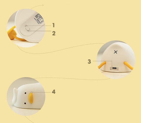 Lampa de Veghe Amuzanta NewEvo, Ratusca Adormita, Silicon Moale, Lumina Calda, 3 Intensitati, Functie de Cronometru, Picioare Multifunctionale, Suport pentru Telefon, Alb [9]
