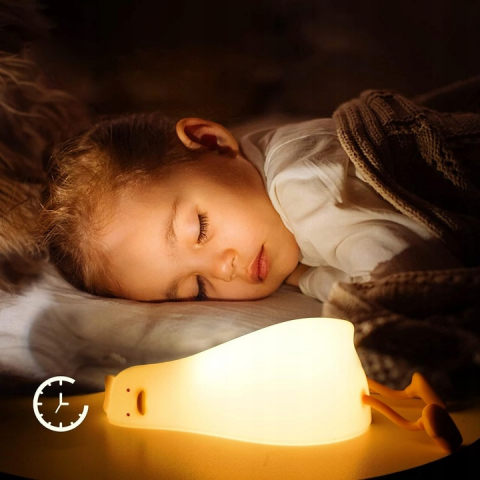 Lampa de Veghe Amuzanta NewEvo, Ratusca Adormita, Silicon Moale, Lumina Calda, 3 Intensitati, Functie de Cronometru, Picioare Multifunctionale, Suport pentru Telefon, Alb [6]