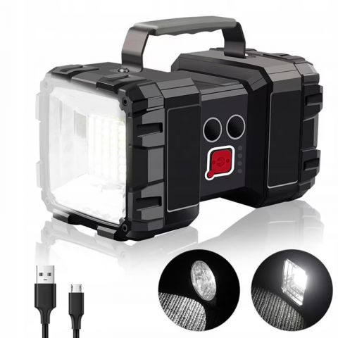 Lanterna LED de mana reincarcabila, Dubla,7 moduri iluminare, 1200 lumeni, cu functie de acumulator extern 10000 mAh, Negru [7]