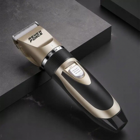 Masina Profesionala de Tuns Animale Renew Force , Pentru Caini si Pisici, Silentioasa, Fara Fir ,Lama de Ceramica, 4 Dimensiuni Ghidaj, Cleste Unghii Inclus, Reincarcabila, Auriu [4]