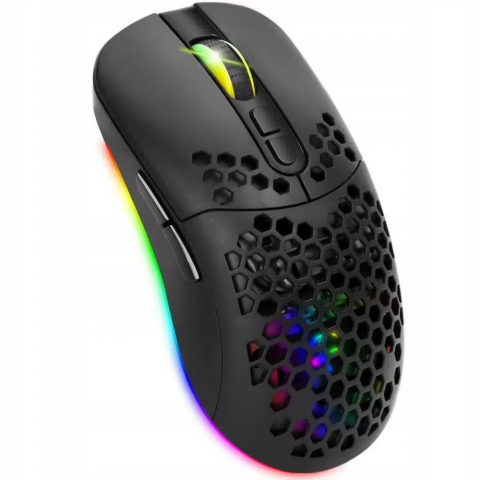 Mouse gaming, DexXer, Wireless, Iluminare RGB, USB, Wireless 2.4 G, FastCharge, Design ergonomic, Negru [1]