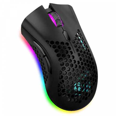 PC, Periferice & Software - Mouse gaming NewEvo, Wireless, Iluminare RGB, USB, Wireless 2.4 G, FastCharge, Design ergonomic, 2 Butoane Programabile, Negru