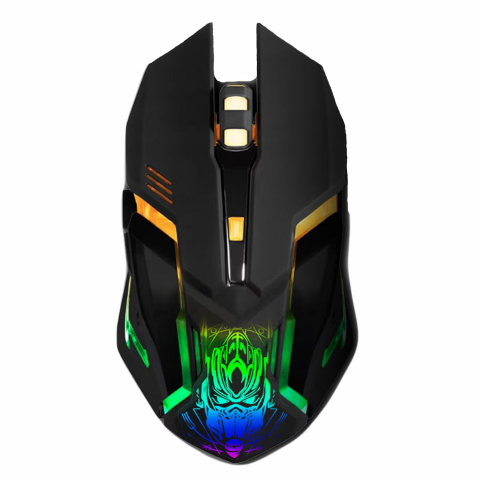 Mouse gaming Renew Force, Wireless 2.4 G, Iluminare RGB, USB, Reincarcabil, FastCharge, Reglabil1200/1600/3200 DPI, Design ergonomic, Negru Gri [1]