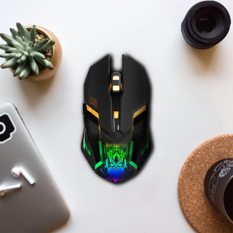 Mouse gaming Renew Force, Wireless 2.4 G, Iluminare RGB, USB, Reincarcabil, FastCharge, Reglabil1200/1600/3200 DPI, Design ergonomic, Negru Gri [3]