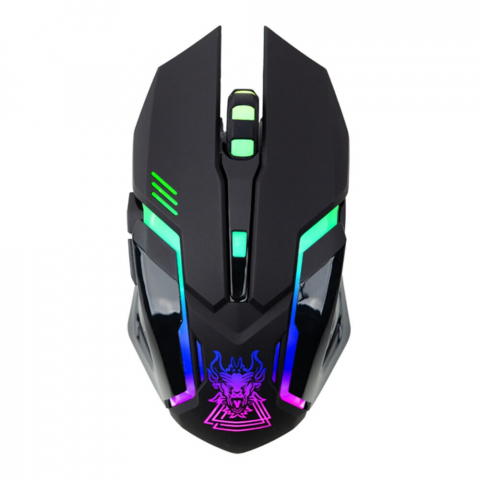 Mouse gaming Renew Force, Wireless 2.4 G, Iluminare RGB, USB, Reincarcabil, FastCharge, Reglabil1200/1600/3200 DPI, Design ergonomic, Negru Print [1]