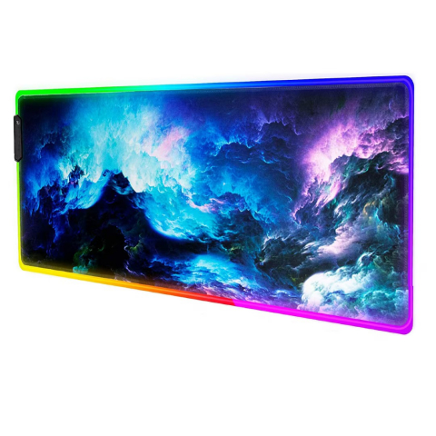 PC, Periferice & Software - Mousepad Gaming RGB, model cosmos, 800x300x3mm, Iluminare RGB, 14 moduri de iluminare, Cablu USB inclus, suprafata anti alunecare, Multicolor