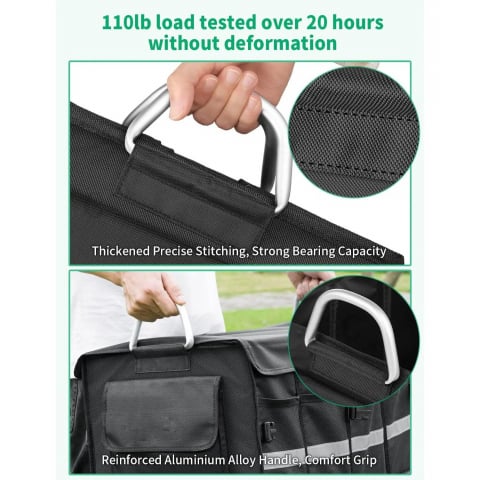 Organizator portbagaj auto, NewEvo, geanta multifunctionala, pliabil, 3 compartimente, impermeabil cu manere din aluminiu, banda reflectorizanta, 60 X 35 X 30 cm, 65L, Negru [7]