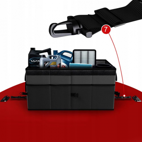 Organizator portbagaj auto Renew Force, geanta multifunctionala, pliabil, 3 compartimente, impermeabil, Capacitate 64 litri, 51 cm x 36 cm x 32 cm, Negru [4]