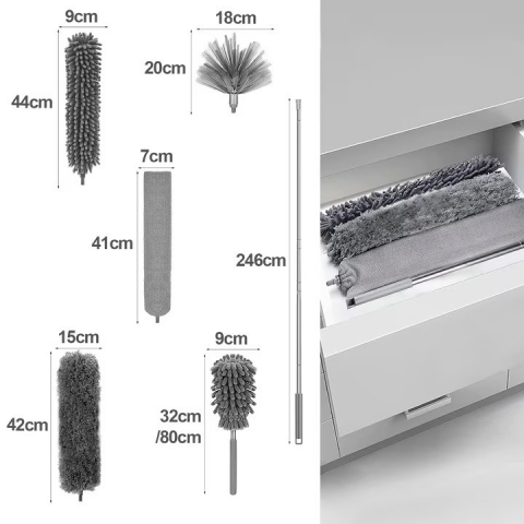 Pamatuf NewEvo, 5 Capete Interschimbabile, Telescopic, Maner Extensibil, Pentru Locuri Greu Accesibile, 83-285x16, Gri [2]