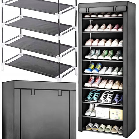 Reduceri - https://www.beststoreonline.ro/pantofar-textil-newevo-58-x-28-x-160-cm-cu-2-fermoare-9-rafturi-cadru-metalic-montaj-usor-dulap-demontabil-cu-usi-cu-fermuar-gri.html