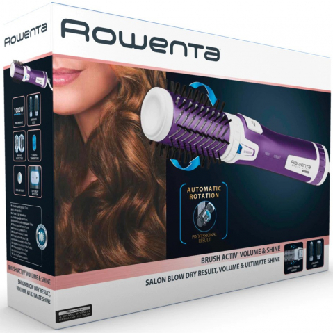 Perie rotativa Rowenta Brush Activ' Volume&Shine 2 CF9530, 1000W, 2 trepte de temperatura si viteza, ionizare, 2 perii, invelis ceramic, Mov [3]