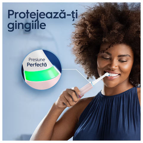 Periuta de dinti electrica Oral-B iO3 cu Tehnologie Magnetica si Micro-Vibratii, Senzor de presiune Smart, 3 moduri, 1 capat, Roz [3]