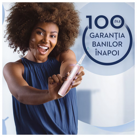 Periuta de dinti electrica Oral-B iO3 cu Tehnologie Magnetica si Micro-Vibratii, Senzor de presiune Smart, 3 moduri, 1 capat, Roz [5]