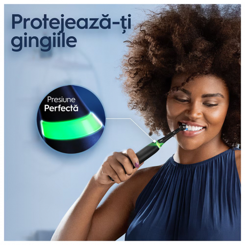 Periuta de dinti electrica Oral-B iO4 cu Tehnologie Magnetica si Micro-Vibratii,, Senzor de presiune Smart, 4 moduri, 1 capat, Trusa de calatorie, Negru [5]