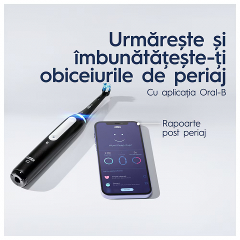 Periuta de dinti electrica Oral-B iO4 cu Tehnologie Magnetica si Micro-Vibratii,, Senzor de presiune Smart, 4 moduri, 1 capat, Trusa de calatorie, Negru [7]