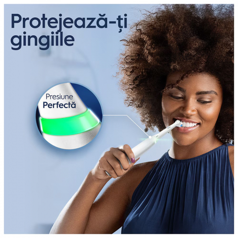 Periuta de dinti electrica Oral-B iO5 cu Tehnologie Magnetica si Micro-Vibratii, Inteligenta artificiala, Display conversational, Senzor de presiune Smart, 5 moduri, 1 capat, Trusa de calatorie, Alb [8]