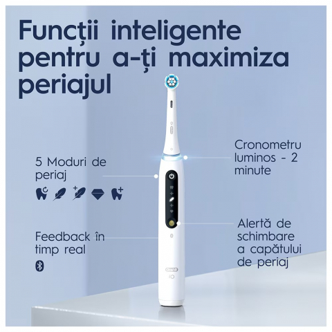 Periuta de dinti electrica Oral-B iO5 cu Tehnologie Magnetica si Micro-Vibratii, Inteligenta artificiala, Display conversational, Senzor de presiune Smart, 5 moduri, 1 capat, Trusa de calatorie, Alb [2]