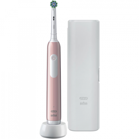 Periuta de dinti electrica Oral-B Pro 1, Curatare 3D, 1 program, 1 capat de periaj, trusa de calatorie, Roz [2]