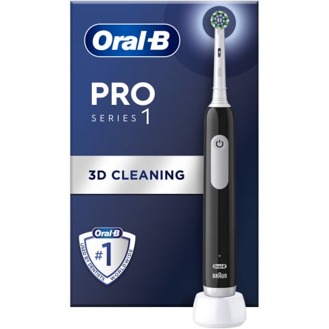 Periute de dinti electrice - Periuta de dinti electrica Oral-B Pro 1, Curatare 3D, 3 programe, 1 capat de periaj, Negru