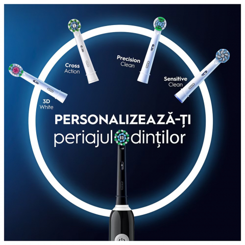 Periuta de dinti electrica Oral-B Pro 1, Curatare 3D, 3 programe, 1 capat de periaj, trusa de calatorie, Negru [8]