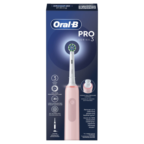 Periuta de dinti electrica Oral-B Pro 3, Curatare 3D, 3 programe, 1 capat de periaj, roz [2]